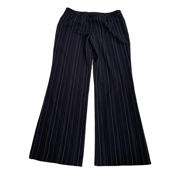 Apostrophe Y2K Pinstripe Low Rise Black Wide Leg Trousers Dress Pants Size 12 - Picture 4 of 4